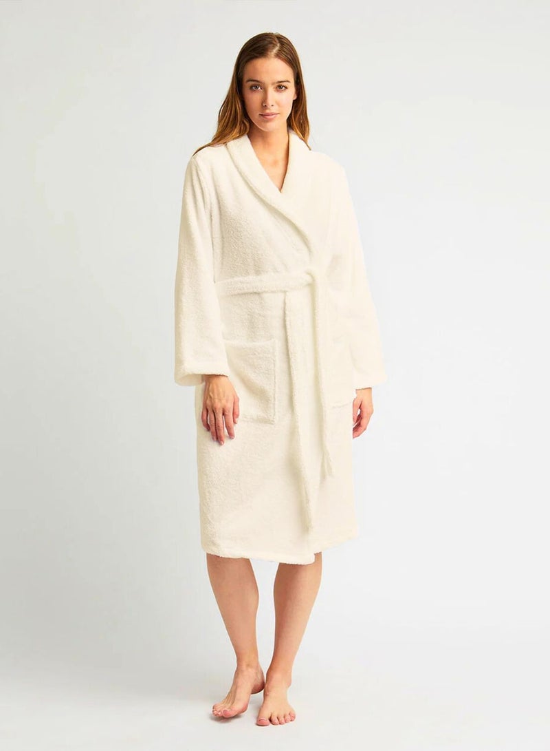 1Chase Shawl Collar Bathrobe for Adults – Vanilla Off-White (L/XL) | Luxury Cotton Hotel & Spa Robe, Ultra Soft & Absorbent - Image 1