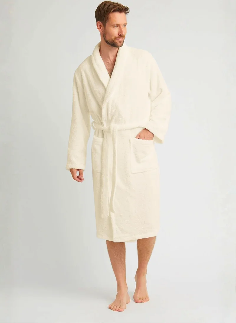 1Chase Shawl Collar Bathrobe for Adults – Vanilla Off-White (L/XL) | Luxury Cotton Hotel &amp; Spa Robe, Ultra Soft &amp; Absorbent