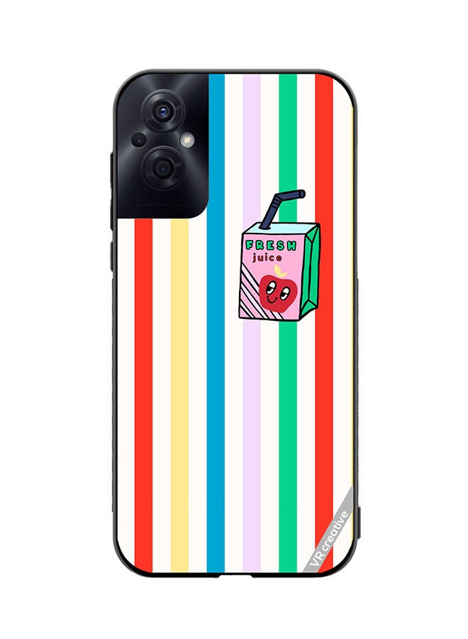 VR CREATIVE Protective Case Cover For Oppo Reno8 Z Summer Stripe Fresh Juice Apple Fruit Design Multicolour - Image 1