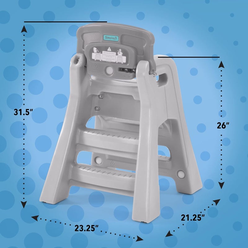 Simplay3 Big Kids Booster Seat Lightweight Toddler Booster Chair for Dining Table and Kitchen Toddler Kitchen Helper Made in USA Gray - Image 3
