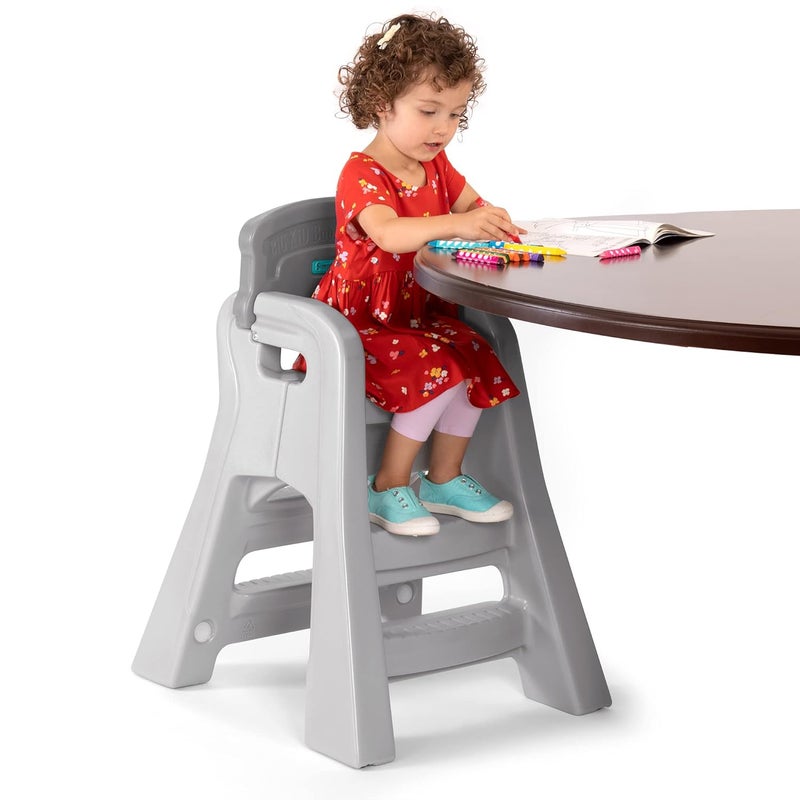 Simplay3 Big Kids Booster Seat Lightweight Toddler Booster Chair for Dining Table and Kitchen Toddler Kitchen Helper Made in USA Gray - Image 1