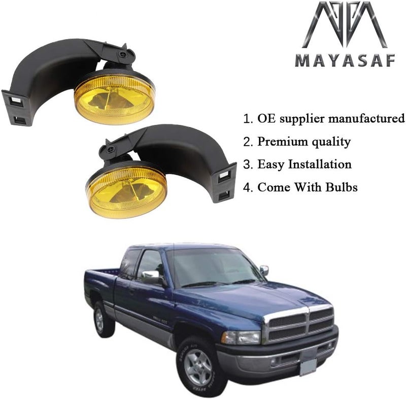 MAYASAF Amber Lens Fog Light Assembly for Dodge RAM 1500, 2500, 3500 (1994-2002) - Image 3