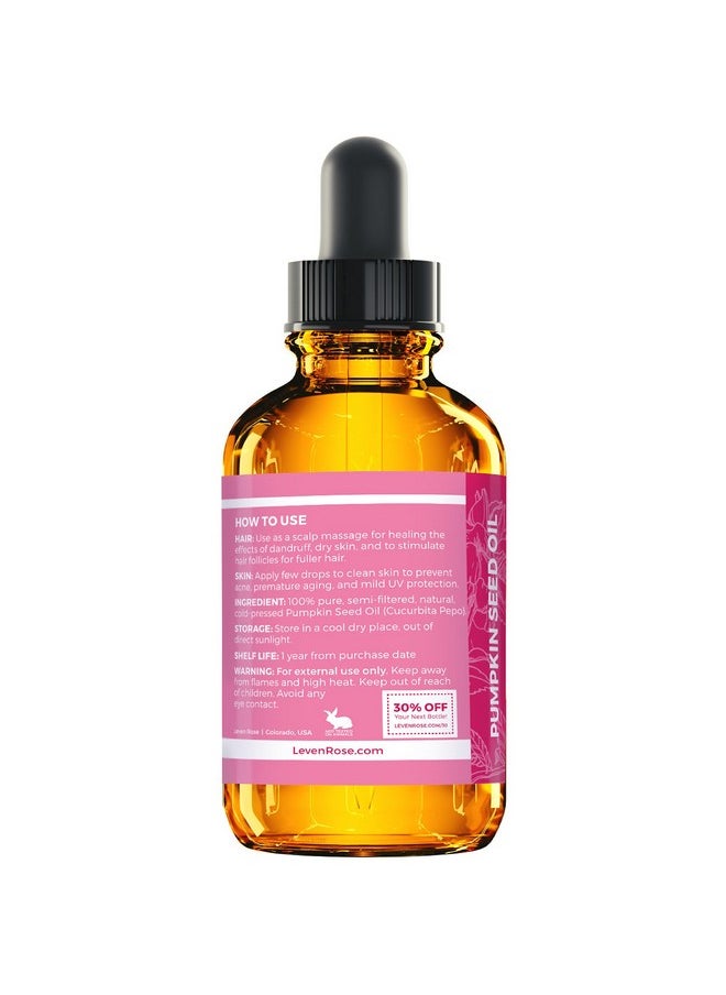 Leven Rose Leven Rose Organic Pumpkin Seed Oil for Hair Growth 1 oz, 100% Pure, Cold Pressed Pumpkin Oil for Damaged Hair, Dry Skin and Nails  - Image 4