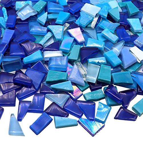 LITMIND Blue Mixed Irregular Glass Mosaic Tiles for Art Crafts 9oz Value Pack Mosaic Making Supplies Mosaic Kits for Adults