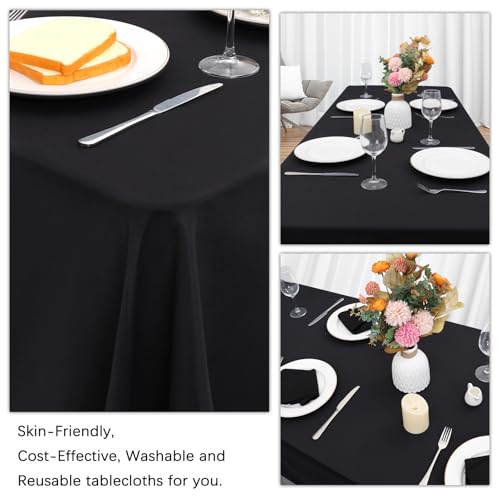Heneger 8 Pack Black Tablecloths 60 x 102 Inch Rectangular Table Cloths for Rectangle Tables 6ft, Wrinkle Resistant Black Table Cloth Washable Polyester Fabric for Buffet Wedding Party Banquet - Image 5