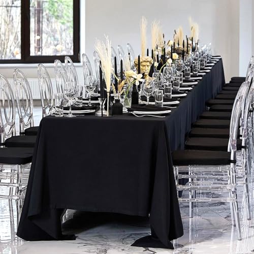 Heneger 8 Pack Black Tablecloths 60 x 102 Inch Rectangular Table Cloths for Rectangle Tables 6ft, Wrinkle Resistant Black Table Cloth Washable Polyester Fabric for Buffet Wedding Party Banquet - Image 3