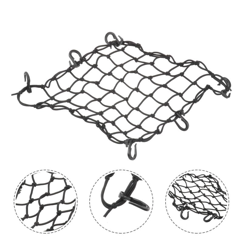 Heavy Duty Bungee Cargo Net 40x40cm 6 Hooks for Car Motorcycle Storage Organizer - Image 5