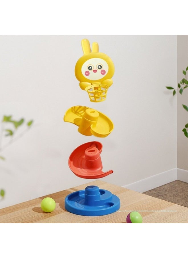 Baby's Shooting To Music Track Rolling Ball 0-1 Year Old Children's Toys For Babies Over 6 Months Early Education-Color:5-layer Macaron Track Spinner (4 Balls) + Smart Egg Optional  - Image 4
