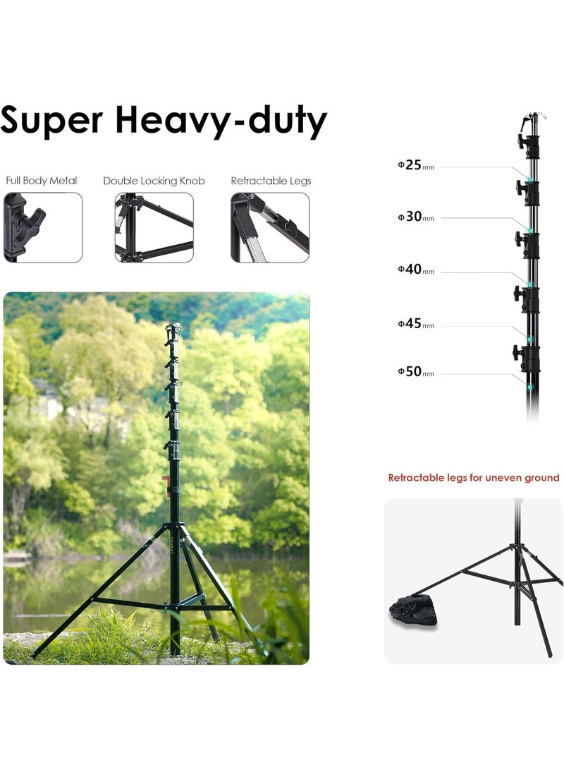 RAUBAY TT730 24ft Tall Tripod Light Stand – Full Metal Sky-High Reach, 22lbs Load Capacity, Windproof Rope & Safety Line, For Sports, Real Estate & Overhead Photography - Image 5