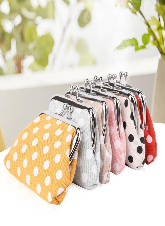 Oyachic 6 Packs Small Coin Purse,Polka Dot Change Pouch with Clasp,Portable Wallet,Kiss-lock Money Bag,Cute Clutch Handbags for Women - Image 5