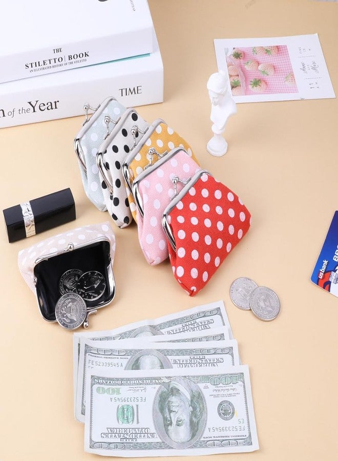 Oyachic 6 Packs Small Coin Purse,Polka Dot Change Pouch with Clasp,Portable Wallet,Kiss-lock Money Bag,Cute Clutch Handbags for Women - Image 2