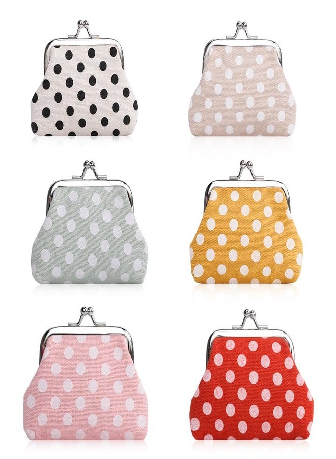 Oyachic 6 Packs Small Coin Purse,Polka Dot Change Pouch with Clasp,Portable Wallet,Kiss-lock Money Bag,Cute Clutch Handbags for Women - Image 1