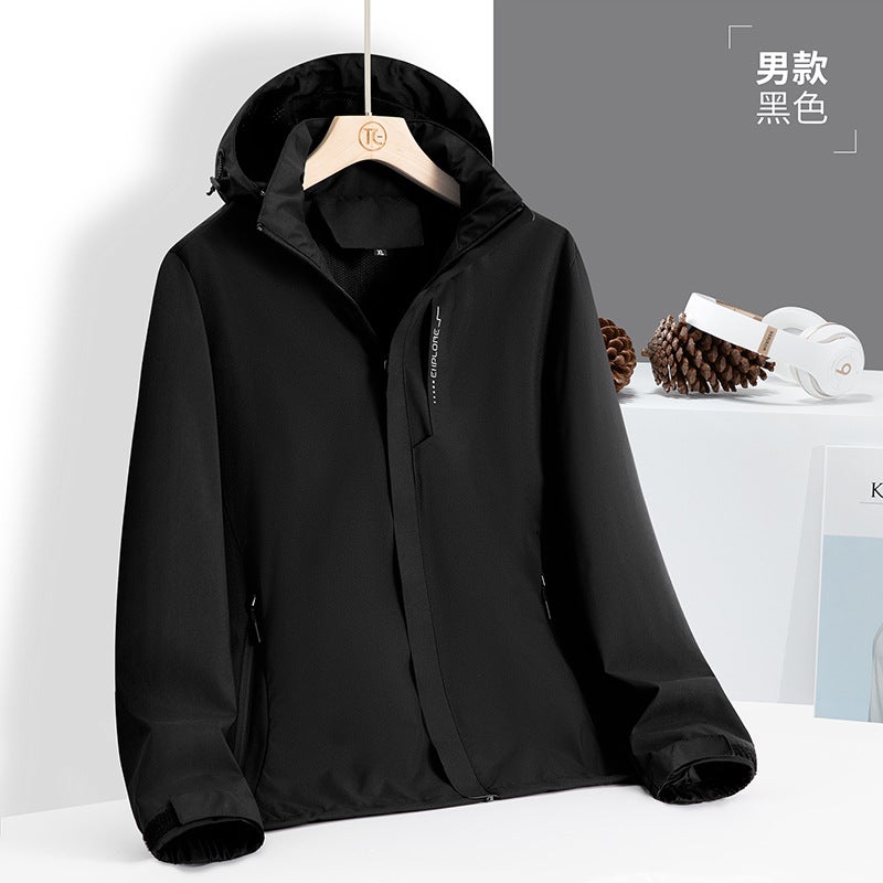 Generic Couples Outdoor Cycling Windbreaker Spring Autumn Jacket Waterproof Mountain Apparel With Custom Logo Black