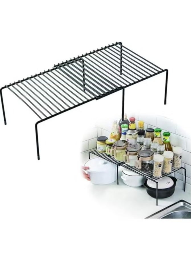 هايدو 2 رفوف تخزين قابلة للتوسيع ، ورفوف التوابل مجموعة واحدة 2 رفوف المطبخ أعلى الجدول منظم ، ورفوف مجلس الوزراء منظم رفوف التخزين رفع الفضاء ، ورفوف مجلس الوزراء الغذاء لتنظيم الأسرة والتخزين ( أبيض وأسود ) - Image 5