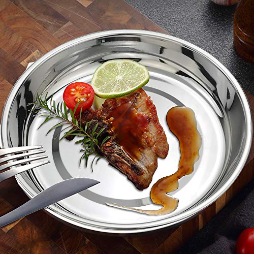 Eagrye 4-Pack Stainless Steel Dinner Plates Dish, Round Plate - Image 5