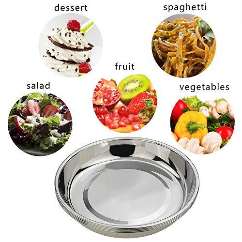 Eagrye 4-Pack Stainless Steel Dinner Plates Dish, Round Plate - Image 4
