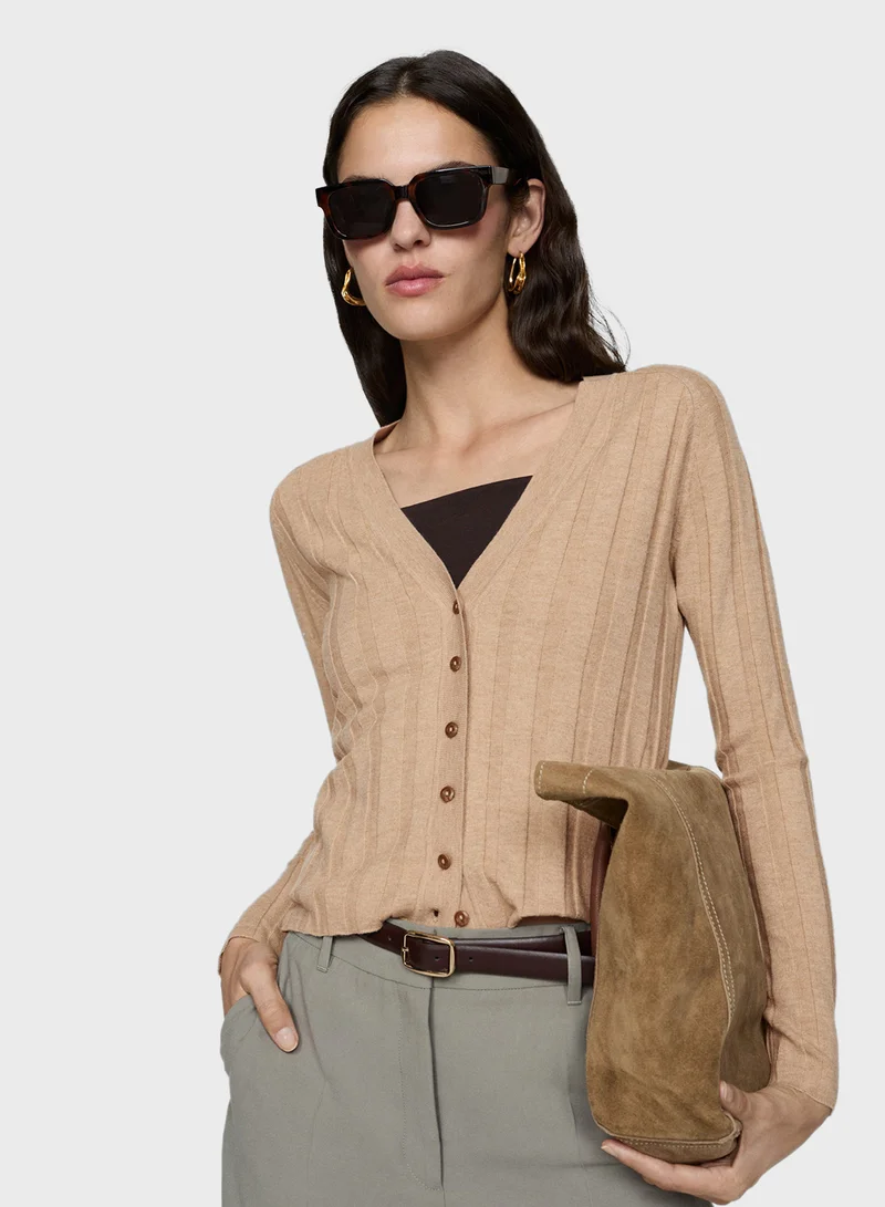 MANGO Button Knit Cardigan