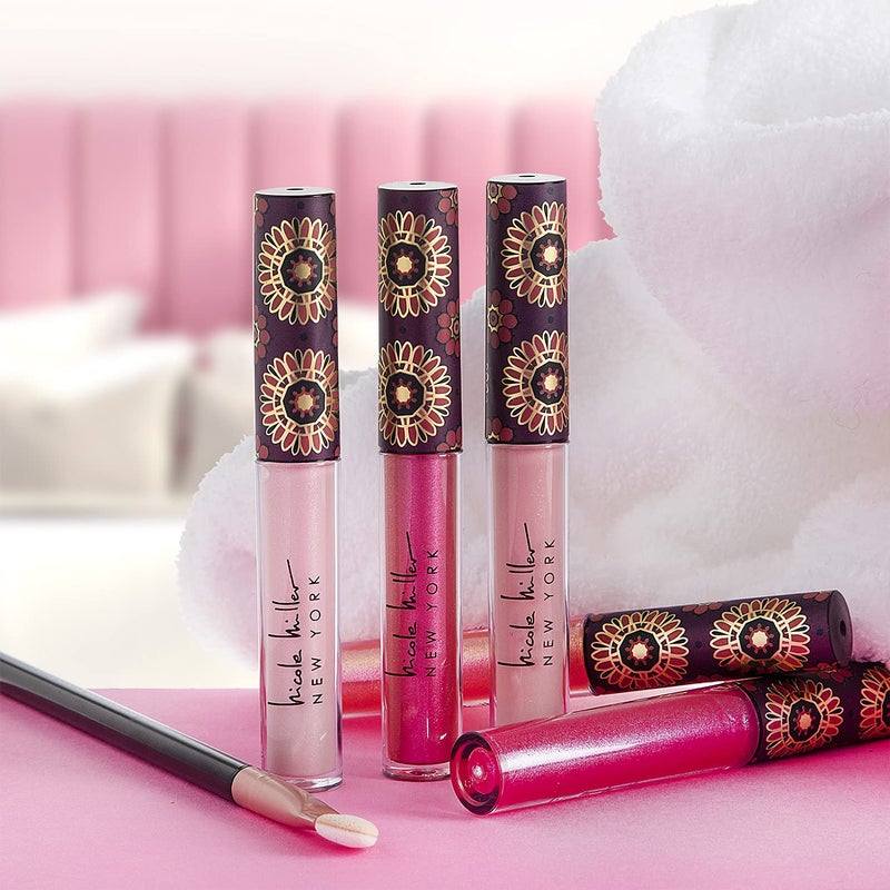 Nicole Miller New York Nicole Miller Lip Gloss Collection Shimmery Glosses for Women and Girls Long Lasting Color Set with Rich Varied Colors, Pink Shimmer, 10 Count (Pack of 1) - Image 3