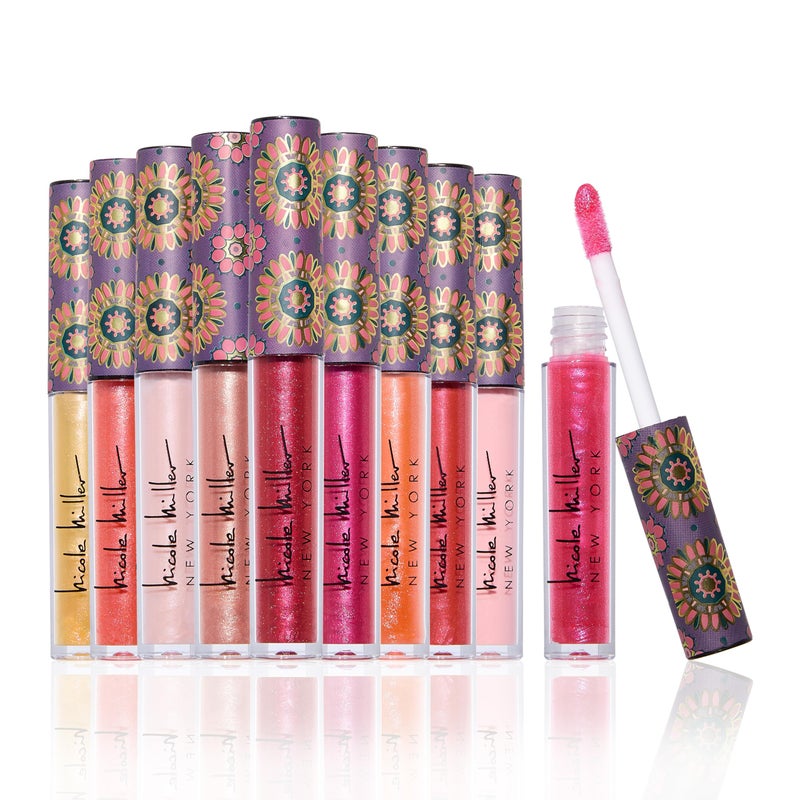 Nicole Miller New York Nicole Miller Lip Gloss Collection Shimmery Glosses for Women and Girls Long Lasting Color Set with Rich Varied Colors, Pink Shimmer, 10 Count (Pack of 1) - Image 1