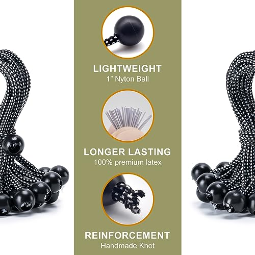 Aegero 30 Pack Ball Bungee Cord, 6 Inch Heavy Duty Bungie Cord Balls Canopy Tarp Tie Down Bungee Balls for Camping, Tents, Cargo,Holding Wire and Hoses, Patio Umbrellas, Awning (Black) - Image 2