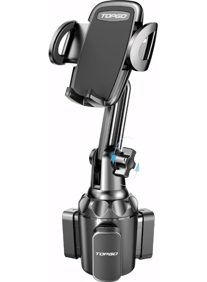 TOPGO Cup Phone Holder for Car, [No Shaking & Stable & Adjustable Pole] Car Cup Holder Phone Mount, Cell Phone Cradle for iPhone 14, Samsung and More Smart Phone - Black - Image 1
