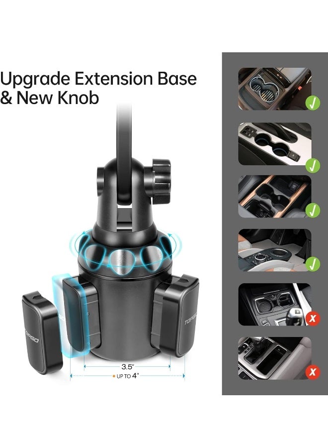 TOPGO Cup Phone Holder for Car, [No Shaking & Stable & Adjustable Pole] Car Cup Holder Phone Mount, Cell Phone Cradle for iPhone 14, Samsung and More Smart Phone - Black - Image 4