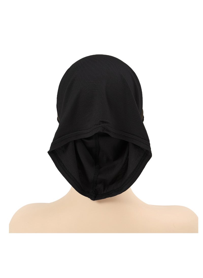 2PCS Hijab Undercap with Ear Openings, Soft Cotton Tube Cap for Women, Ideal for Masks, Earphones & Earrings, Black & Grey, Free Size - Image 4