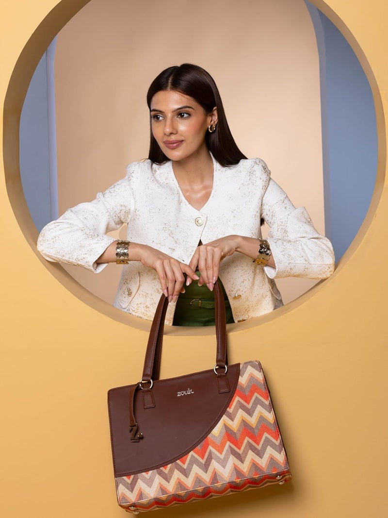 ZOUK حقيبة نسائية أساسية للمكتب | جوت | حقيبة توت مصنوعة يدويًا من الجلد النباتي مع حزام كتف مزدوج - Image 2