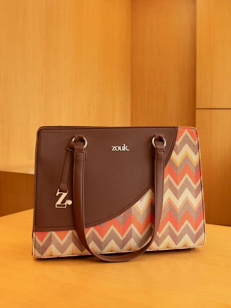 ZOUK حقيبة نسائية أساسية للمكتب | جوت | حقيبة توت مصنوعة يدويًا من الجلد النباتي مع حزام كتف مزدوج - Image 3