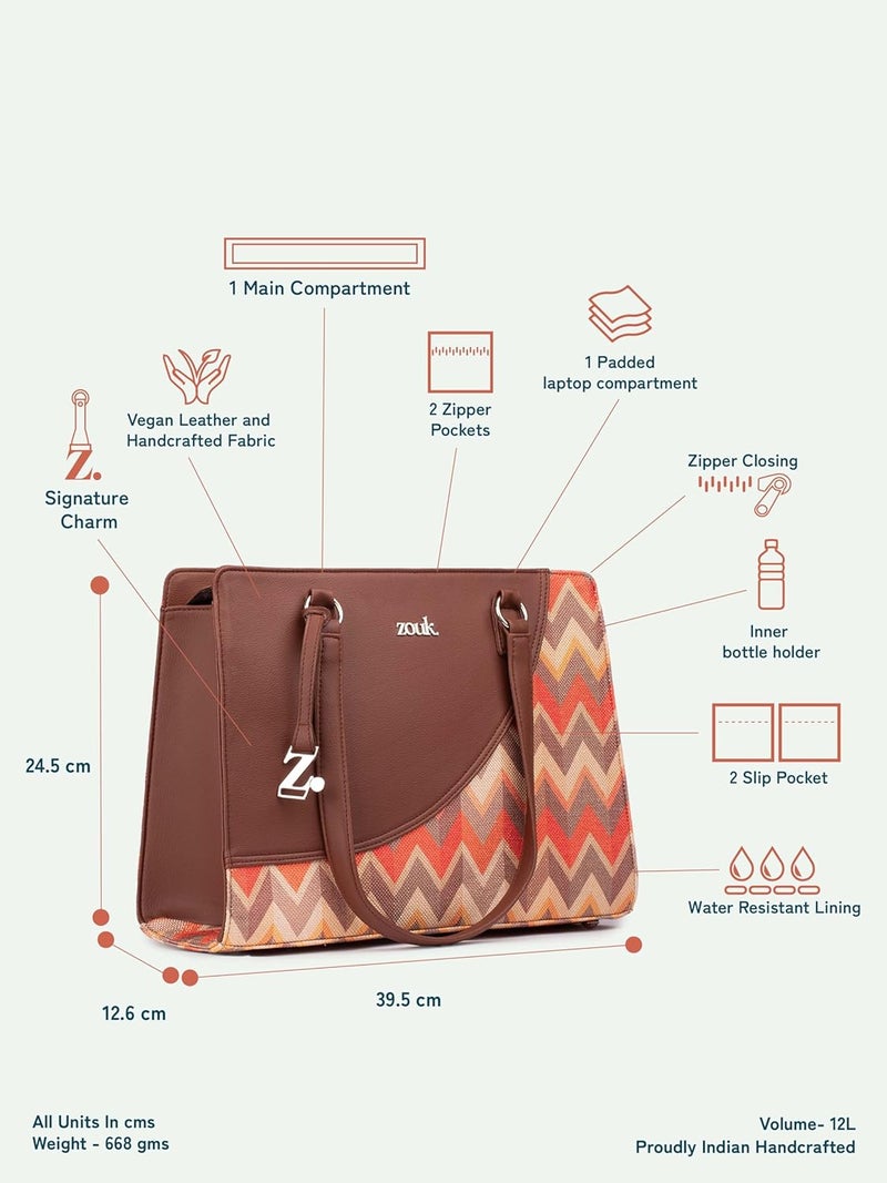 ZOUK حقيبة نسائية أساسية للمكتب | جوت | حقيبة توت مصنوعة يدويًا من الجلد النباتي مع حزام كتف مزدوج - Image 5