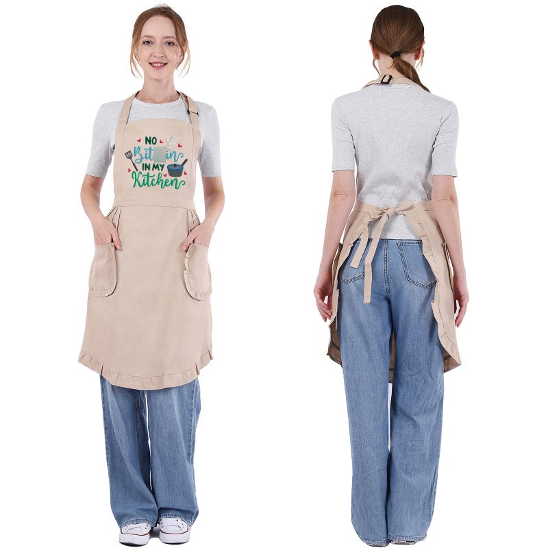 Fairy's Gift Funny Cooking Aprons for Women, Cute Embroidered Womens Kitchen Apron with Pockets for Cooking Baking - Fun Mothers Day, Birthday, Baking Gifts for Mom Wife Grandma Baker Daughter Chef - Image 4