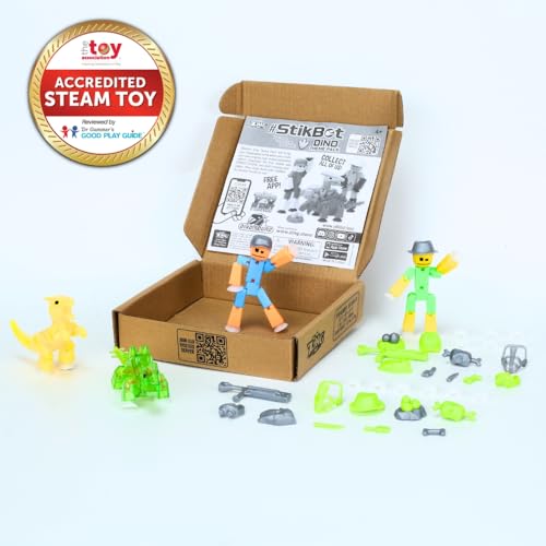 Zing Stikbot Dino Theme Pack Bundle Set of 2 Stikbots 2 Stikbot Dinos and DinoThemed Accessories Create Stop Motion Animation Mixed - Image 5