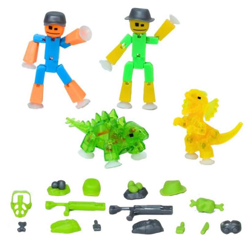 Zing Stikbot Dino Theme Pack Bundle Set of 2 Stikbots 2 Stikbot Dinos and DinoThemed Accessories Create Stop Motion Animation Mixed - Image 3