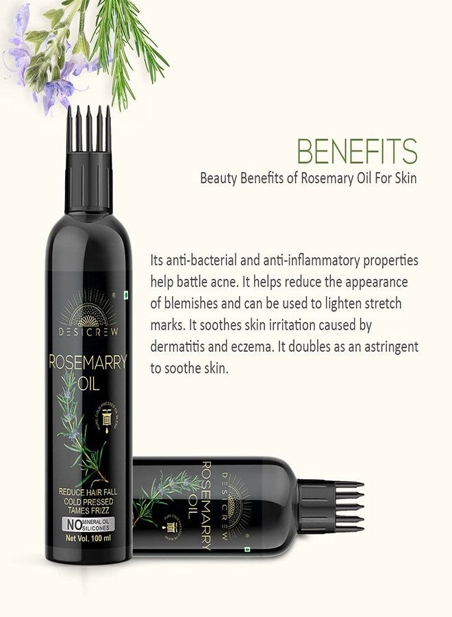 Desicrew Cold-Pressed Castor Oil & Rosemary Hair Oil in Combo - Moisturizing & Healing, For Skin, Hair Care, Eyelashes (100 ml + 100 ml) With Applicator - Image 5
