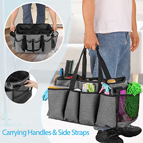 HODRANT Extra-Large Cleaning Caddy, Organizer with Handles for Cleaning Tools & Products Storage, Large Capacity Tote Bag for Car, Home & Housekeeping Work, Gray - Image 5