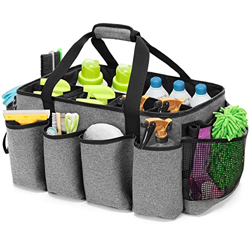 HODRANT Extra-Large Cleaning Caddy, Organizer with Handles for Cleaning Tools & Products Storage, Large Capacity Tote Bag for Car, Home & Housekeeping Work, Gray - Image 1