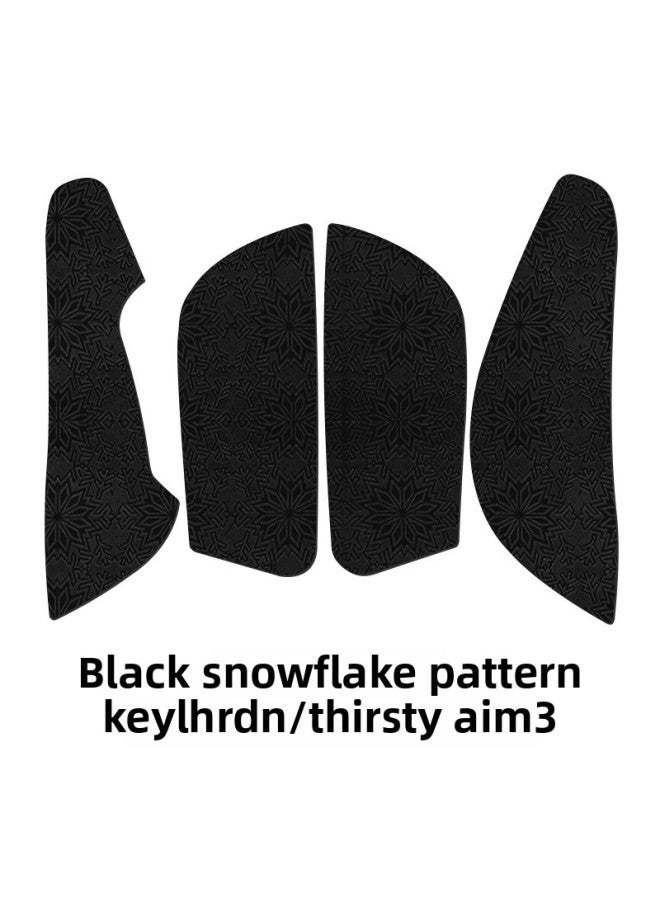 Suitable For Keychron M3 Mouse Anti-slip Sticker Sweat-absorbent Sticker Thirsty M3 Key Protection Side Skirt Sticker Back Sticker-Color:[half Pack] A Black Snowflake Pattern Mouse Sticker  - Image 1