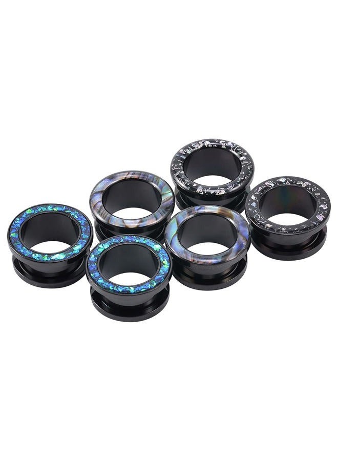 TBOSEN 6PCS Set Black Fashion Screw Fit Ear Tunnels Plugs Gauges Stainless Steel Expander Stretcher Piercing Jewelry 0g-1" in 8mm-25mm, Stone, sandstone, - Image 2