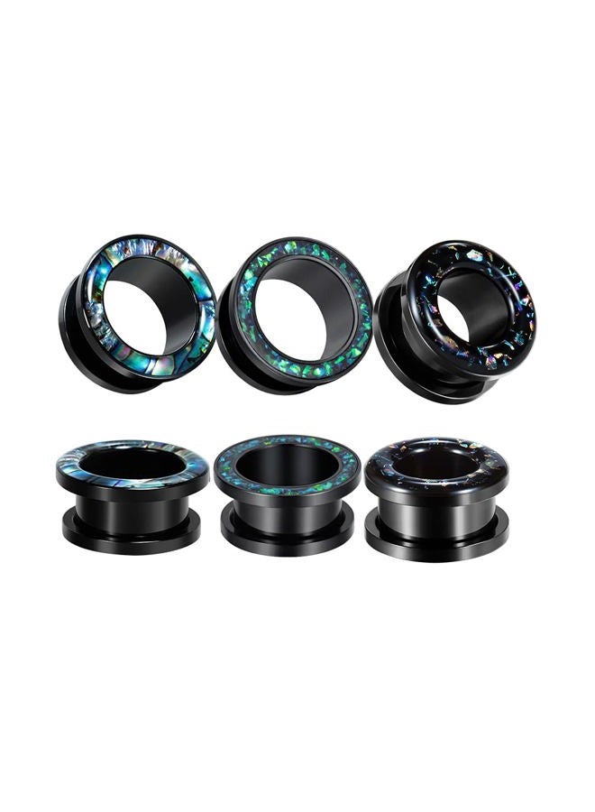TBOSEN 6PCS Set Black Fashion Screw Fit Ear Tunnels Plugs Gauges Stainless Steel Expander Stretcher Piercing Jewelry 0g-1" in 8mm-25mm, Stone, sandstone, - Image 1