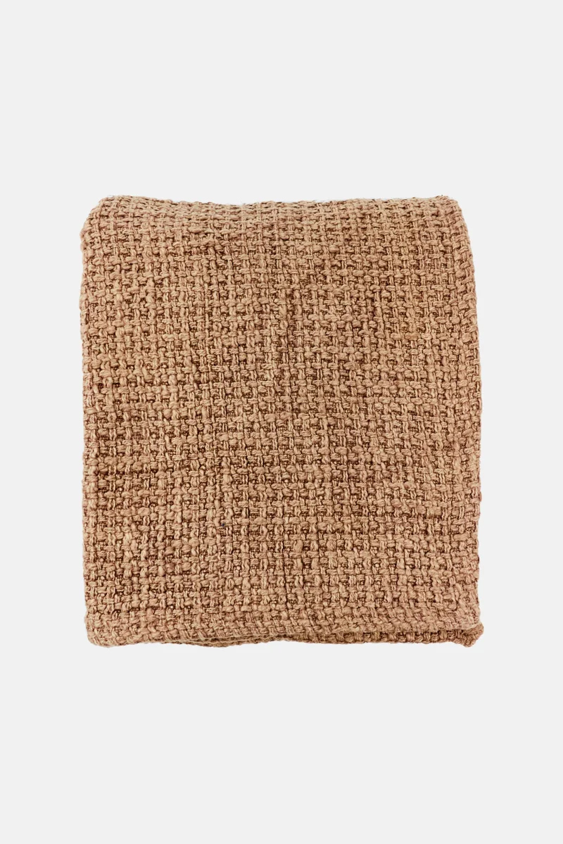 Muy Mucho Cotton Textured Throw, Brown