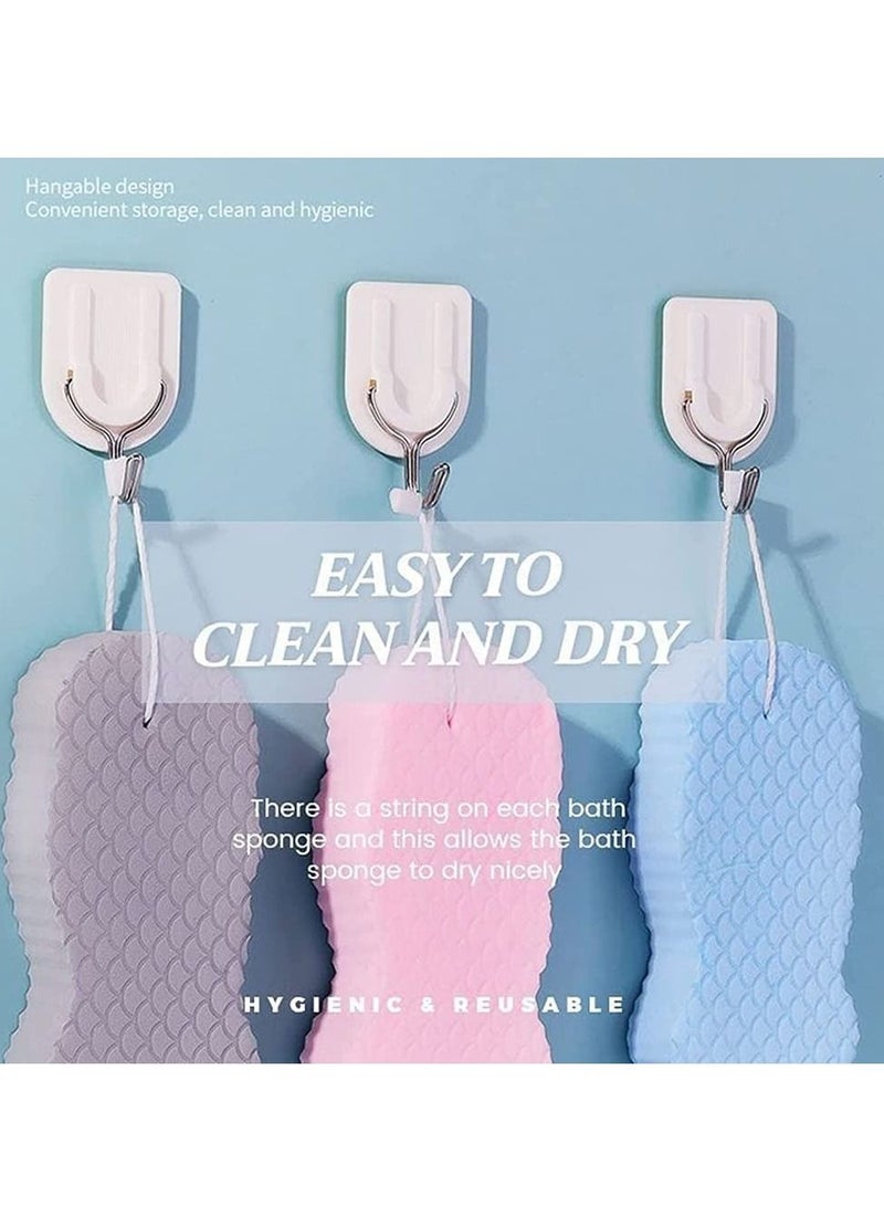 Y&D Shower Sponges, 4 Pieces Ultra Soft Exfoliating Bath Sponges with Lanyard Bathroom Accessories for Babies Toddlers Children Men Women Elderly (Pink/ Blue/ White/ Grey)  - Image 3