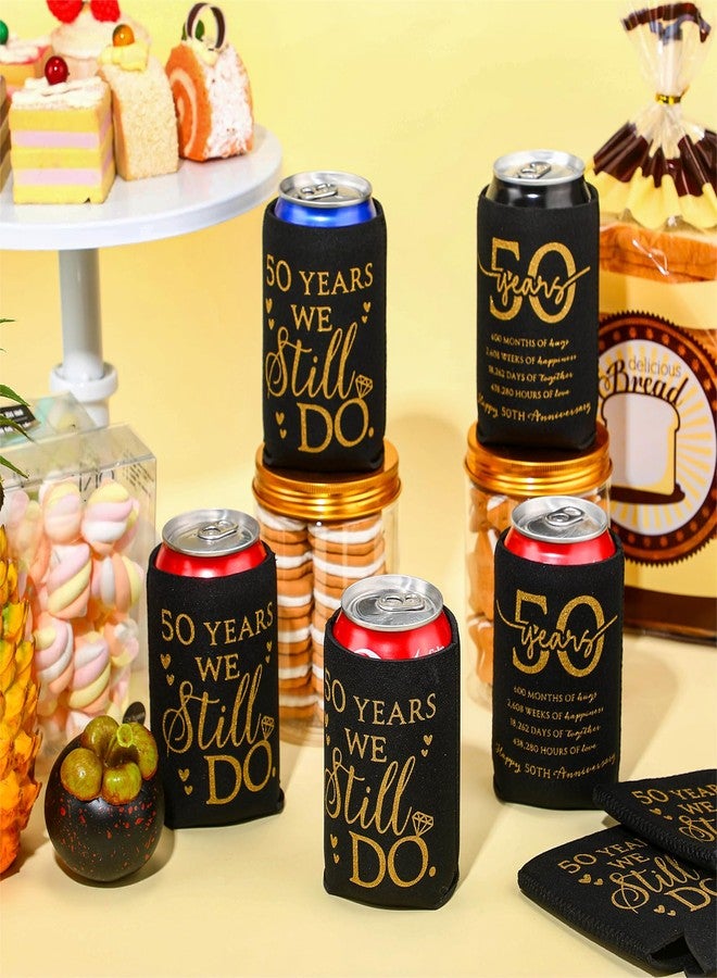 Funnymoom مجموعة Funnymoom من 25 قطعة من أغطية علب المشروبات للاحتفال بالذكرى الخمسين، هدية مثالية للضيوف. أغطية تبريد من النيوبرين لحفلات أعياد الميلاد، هدية رائعة لحفلات أعياد الميلاد الخمسين، هدايا زفاف للنساء والرجال. - Image 4