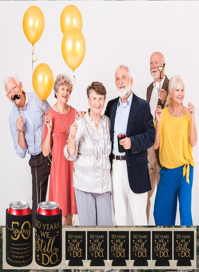 Funnymoom مجموعة Funnymoom من 25 قطعة من أغطية علب المشروبات للاحتفال بالذكرى الخمسين، هدية مثالية للضيوف. أغطية تبريد من النيوبرين لحفلات أعياد الميلاد، هدية رائعة لحفلات أعياد الميلاد الخمسين، هدايا زفاف للنساء والرجال. - Image 5