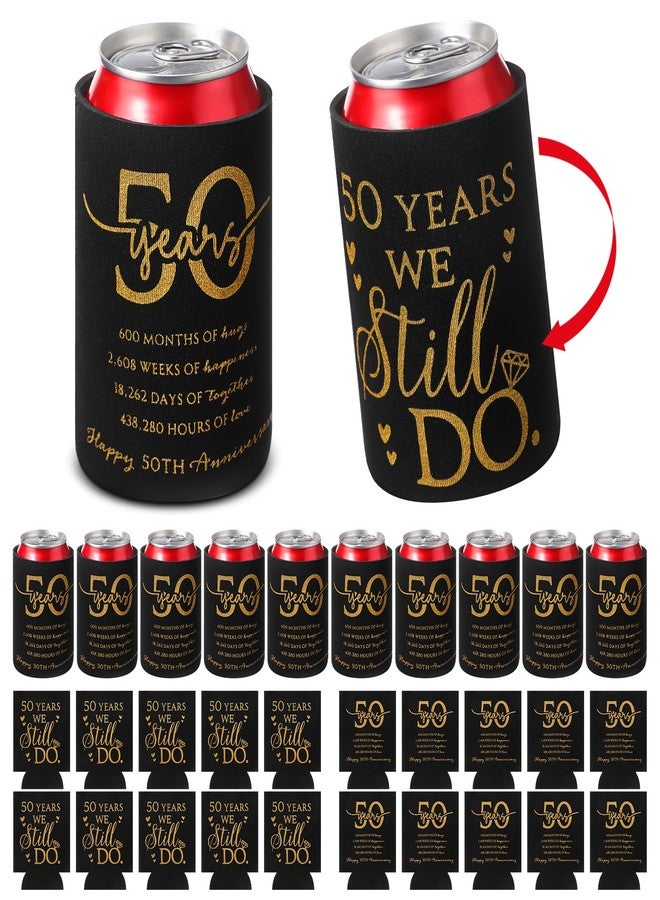 Funnymoom مجموعة Funnymoom من 25 قطعة من أغطية علب المشروبات للاحتفال بالذكرى الخمسين، هدية مثالية للضيوف. أغطية تبريد من النيوبرين لحفلات أعياد الميلاد، هدية رائعة لحفلات أعياد الميلاد الخمسين، هدايا زفاف للنساء والرجال. - Image 1