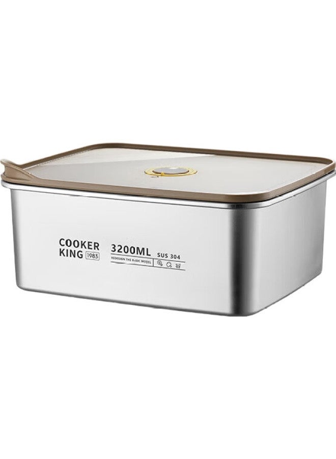 COOKER KING Chuidahuang 304 Stainless Steel Food Storage Container, Vacuum-Sealed Fresh-Keeping Airtight Storage Box Lunch Box 3200Ml - Image 1