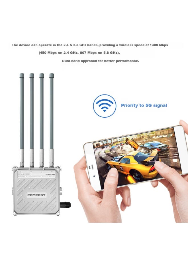 Comfast Cf-wa800 Gigabit Port 5g Dual-band 1300m High-power Outdoor Wireless Ap ni-directional Outdoor Wireless Router For Scenic Spots, Campuses, Squares, Rural Wifi Base Station Coverage - Image 2