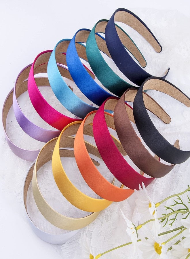 SIQUK 14 Pieces Satin Headbands 1 inch Headband Colorful Plain Headband DIY Craft Headbands for Women and girls - Image 5