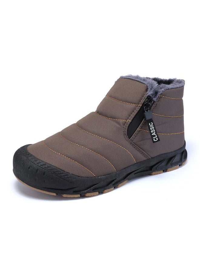 Jakcuz Women Winter Snow Boots Zip Up Fur Lined Warm Ankle Boot Outdoor Anti-slip Waterproof Comfortable Short Boot, Grey, 9 Wide - Image 1