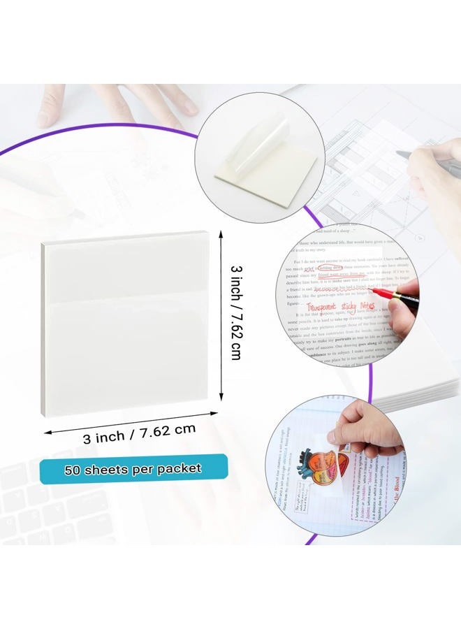 ENLUOM Transparent Sticky Notes - 3x3 inch Clear Sticky Notes Waterproof Self-Adhesive Translucent Sticky Note Pads for Books Annotation, See Through Sticky Notes for School & Office (200 Sheets) - Image 4