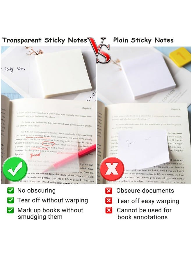 ENLUOM Transparent Sticky Notes - 3x3 inch Clear Sticky Notes Waterproof Self-Adhesive Translucent Sticky Note Pads for Books Annotation, See Through Sticky Notes for School & Office (200 Sheets) - Image 2